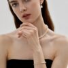 Natural Freshwater Pearl and Zircon Tennis Bracelet - Image 2