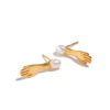 Handshaped Earrings with Organic Pearls