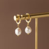 Natural Freshwater Baroque Pearl Hoop Earrings 18k Gold Vermeil 925 Silver