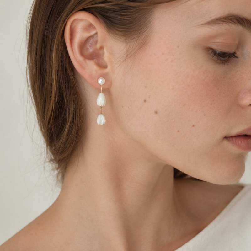 Mother of Pearl Lily Earrings
