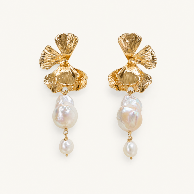 Baroque pearls statement earrings bridal