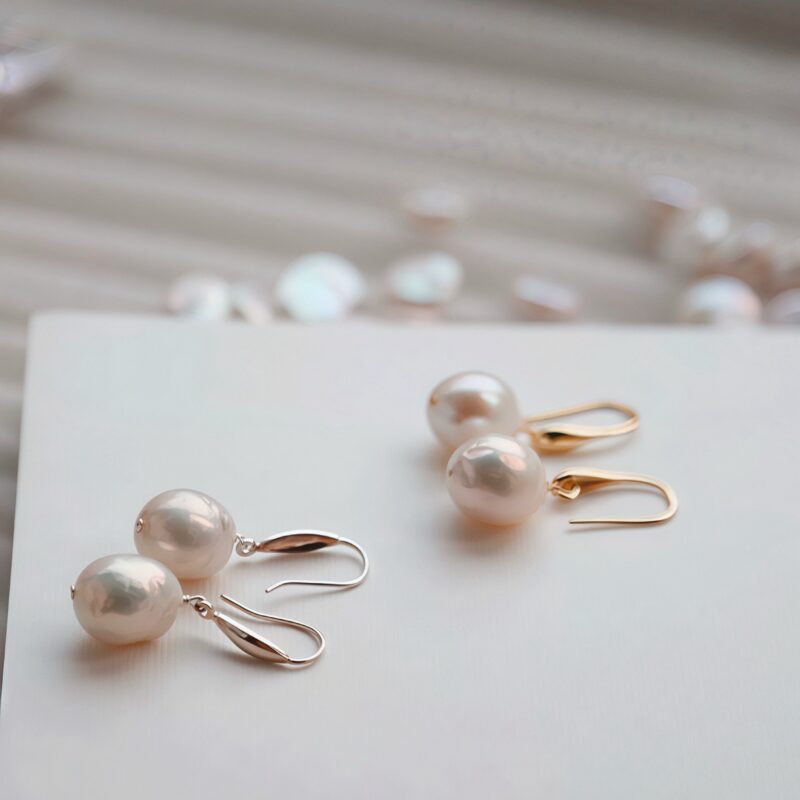 Classic freshwater pearls earrings, bride jewelry