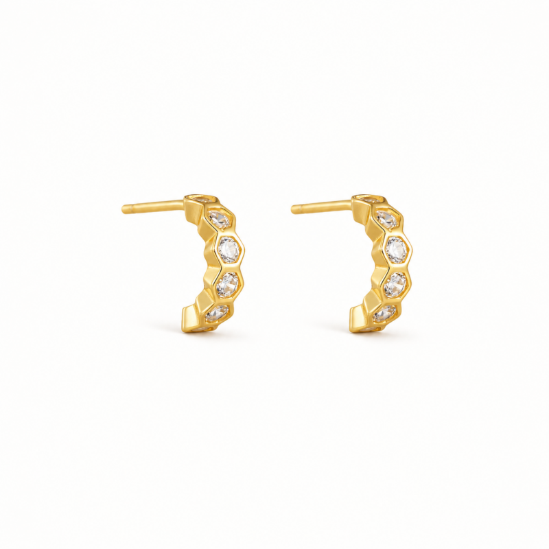 Honey Pavé Stud Earrings