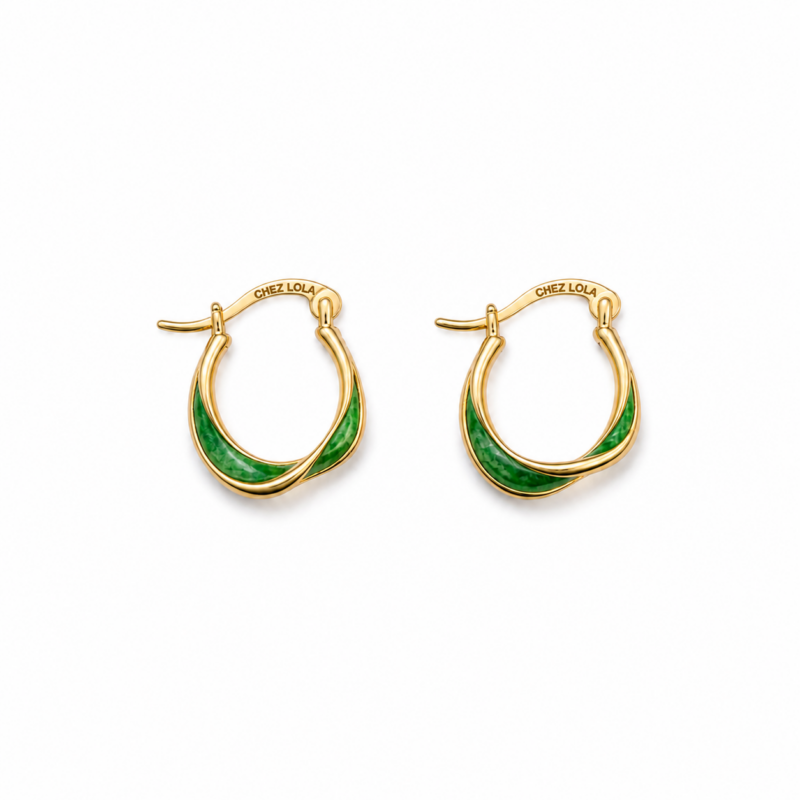 Eira Green Twist Hoop Earrings
