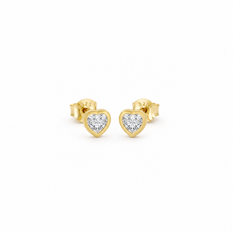 Heart Gold Stud Earrings